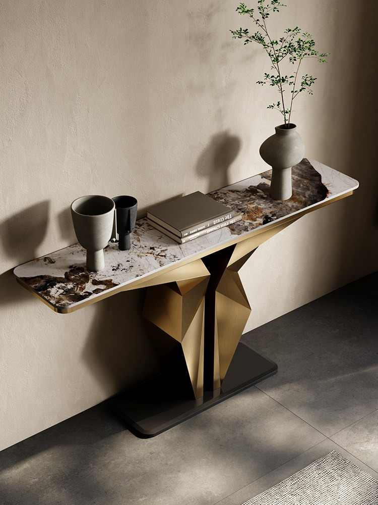 Light luxury porch desk Villa hotel entrance to the door against the wall end of the scene table design master long table several Italian porch table