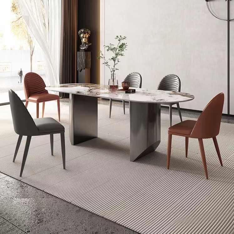 Italian Nordic leather dining table chair