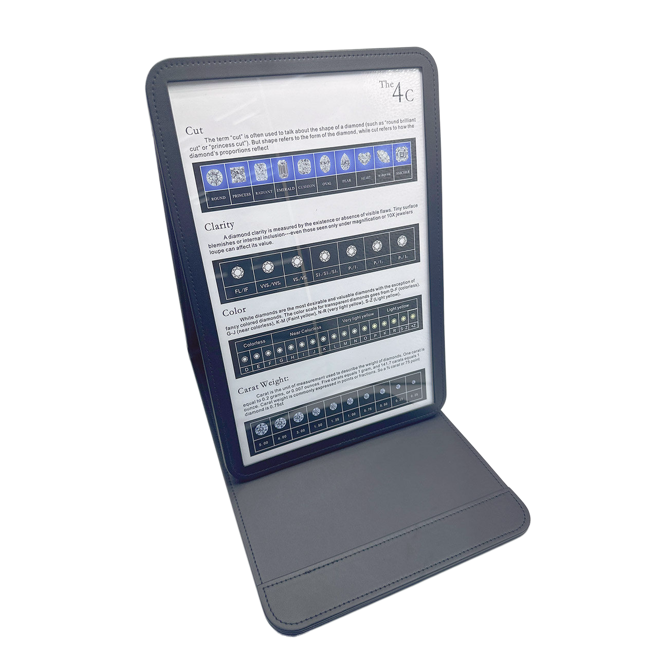Diamond 4C Education Display Board, Foldable Gemstone Grading Stand