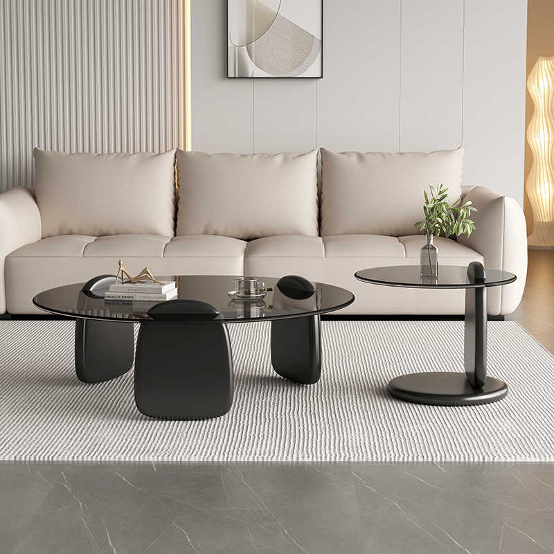 Tea table living room small household modern simple light luxury Nordic tea table network red circular creative glass tea table