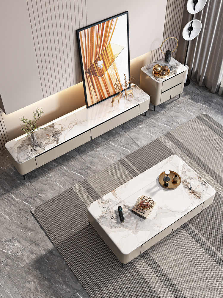 Italian light luxury microcrystal coffee table TV cabinet living room home size apartment coffee table advanced sense