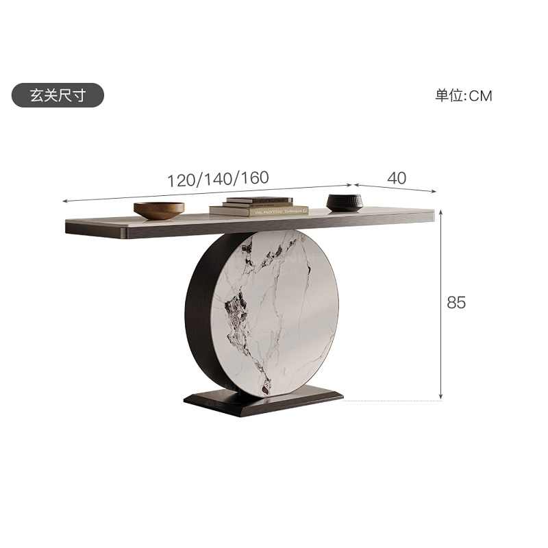 Light luxury wind rock panel porch entry simple corridor corridor stainless steel art end view table against the wall porch table
