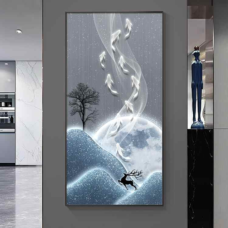 Xi on the branches of the living room TV background wall decorative painting Chinese knot into the household is opposite the door Wangyun Chinese corner hanging painting