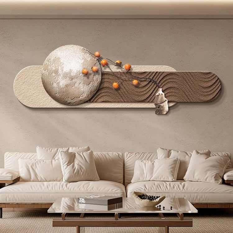 Sofa background wall hanging painting Persimmon Ruyi living room decorative painting advanced sense new Chinese atmosphere wall painting