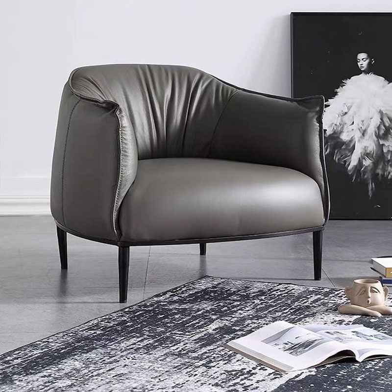 Nordic single sofa Light luxury hotel bedroom small apartment living room balcony leisure negotiation lazy leather sofa chair