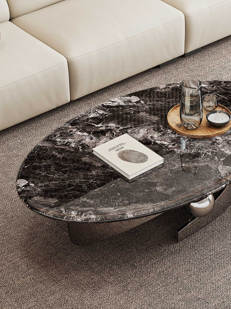 Calx microcrystalline stone coffee table living room modern simple small apartment new Italian minimalist round coffee table Nordic oval