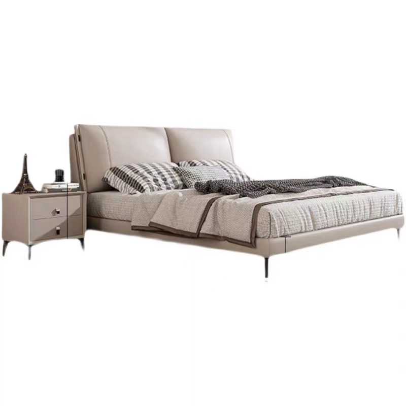 Italian Nordic leather bed Double bed Modern simple style master bedroom small flat soft bed