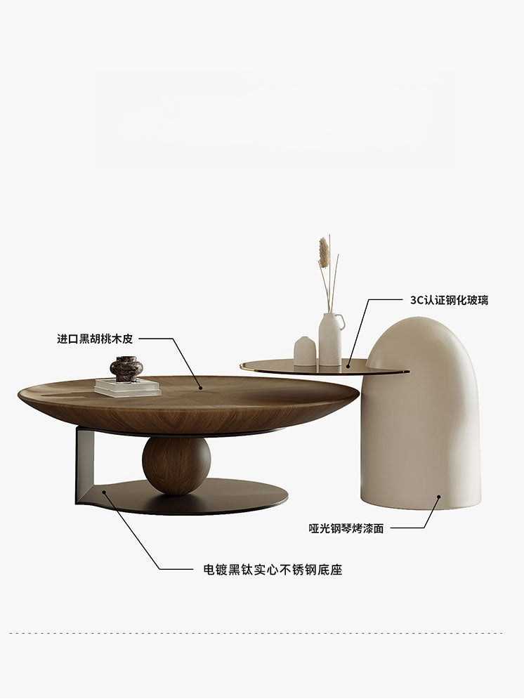Italian minimalist round coffee table combination living room home high-end light luxury modern wabi-Sabi wind designer creative coffee table