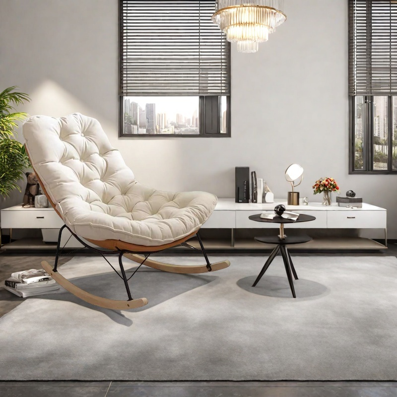 Living room rocking chair light luxury balcony leisure chair home lounge chair single sofa chair lazy bedroom solid wood