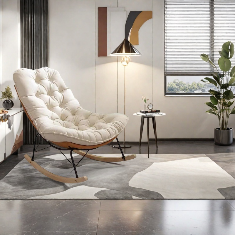 Living room rocking chair light luxury balcony leisure chair home lounge chair single sofa chair lazy bedroom solid wood