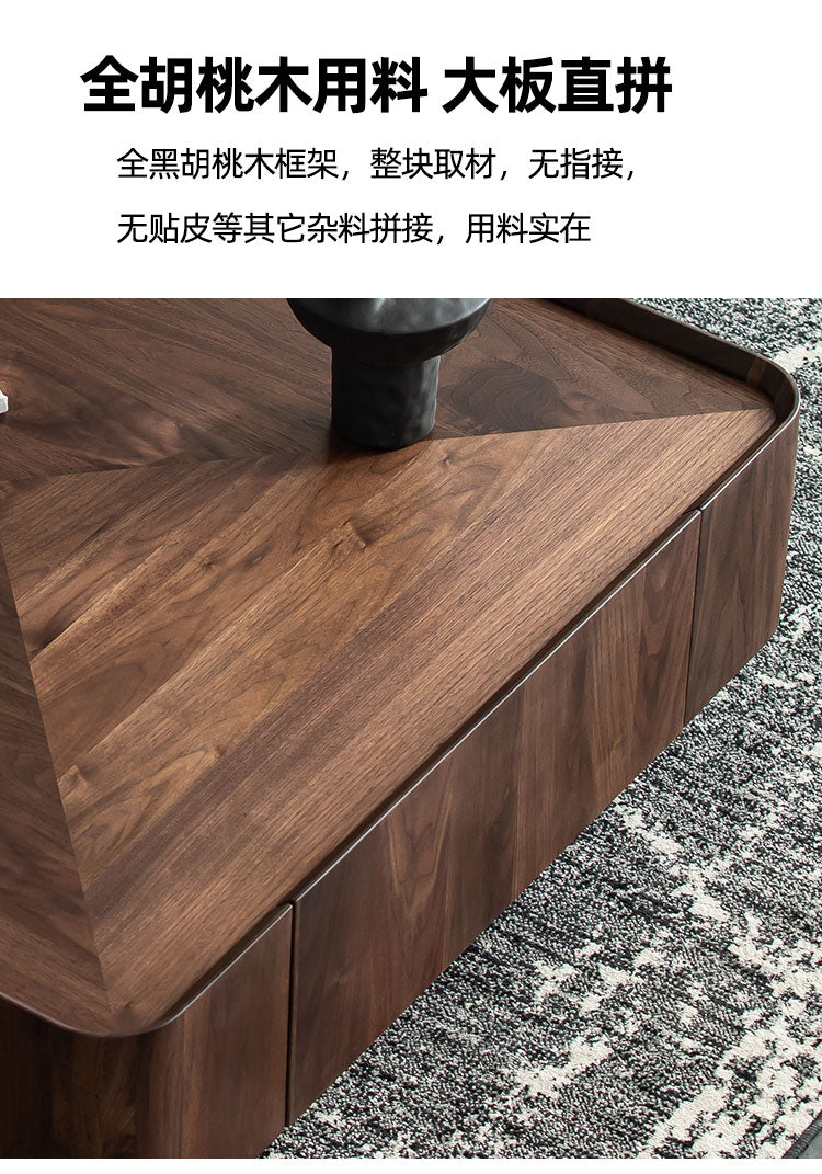 Italian minimalist North American black walnut solid wood tea table square collection of Northern European furniture modern simple designer square