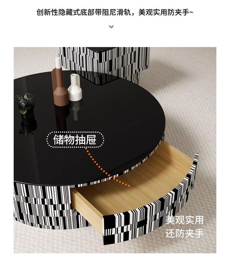 Coffee table living room household small apartment light luxury simple modern small side a few round table glass Italian minimalist coffee table