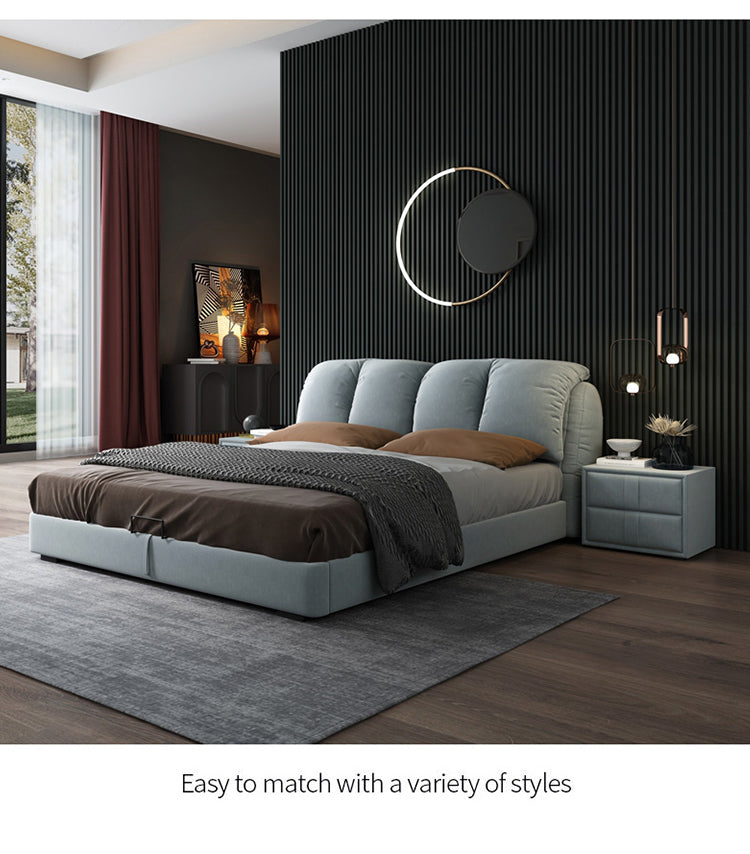 Fabric bed ins wind light luxury modern simple master bedroom wedding bed double bed network red bed can be dismantled and washed