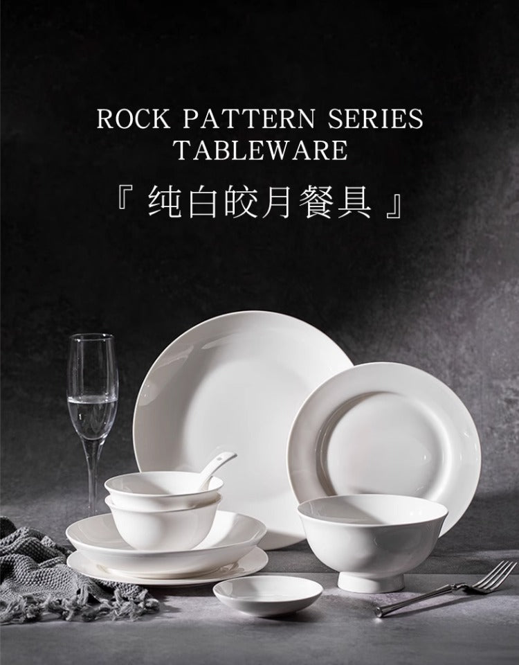 Jingdezhen ceramic tableware set white porcelain dish set household under glaze color bowl plate moving bowl set