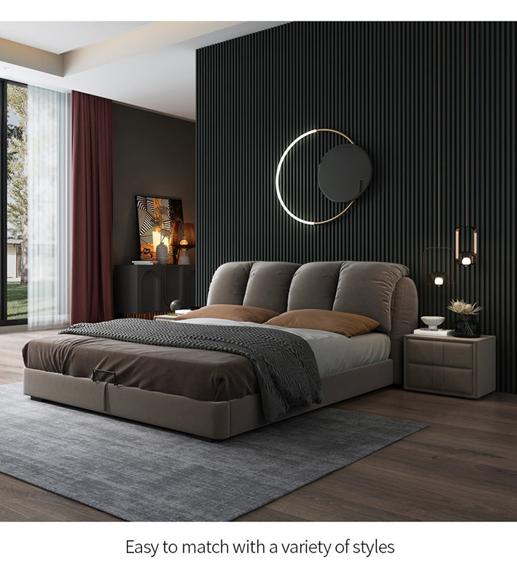 Fabric bed ins wind light luxury modern simple master bedroom wedding bed double bed network red bed can be dismantled and washed
