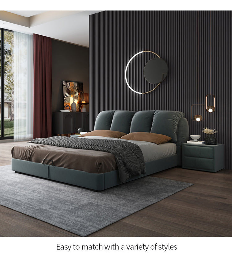 Fabric bed ins wind light luxury modern simple master bedroom wedding bed double bed network red bed can be dismantled and washed