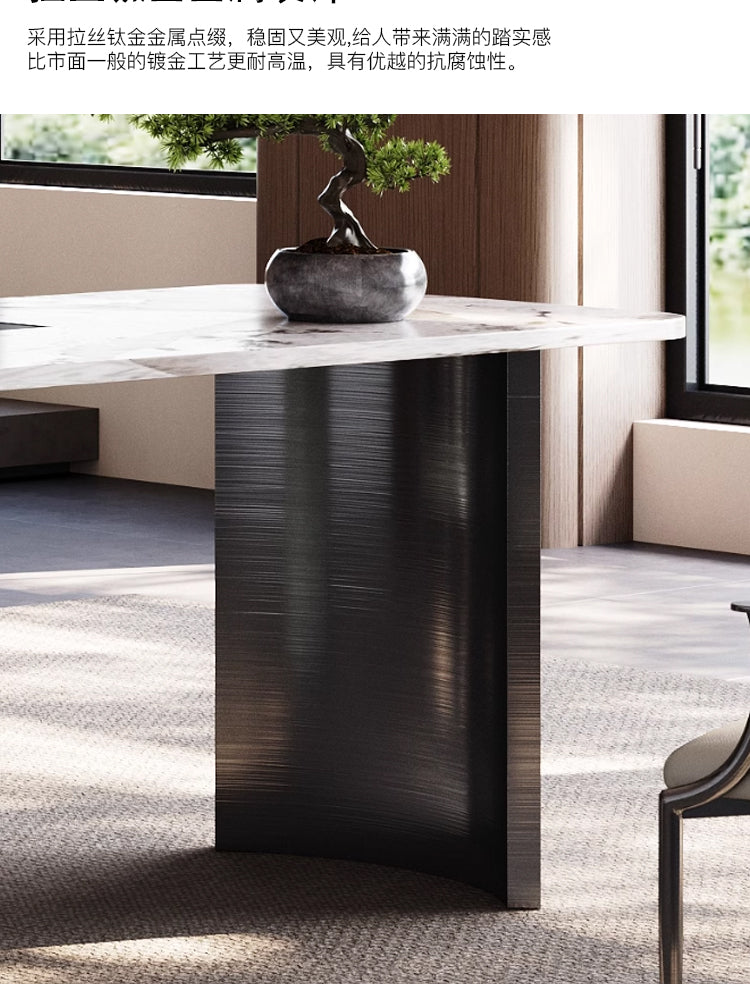 Light luxury modern rock plate tea table and chair high-end home kettle embedded tea table living room office tea table
