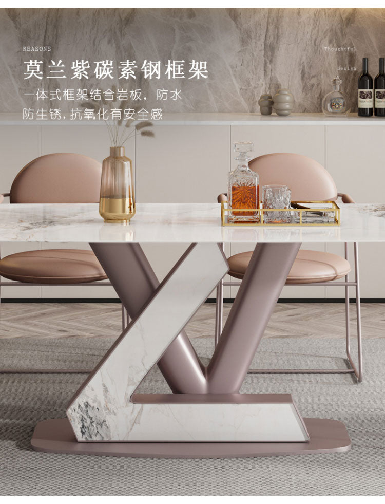 Italian light luxury imported rock plate table modern simple designer inspiration creative rectangular LV letter table