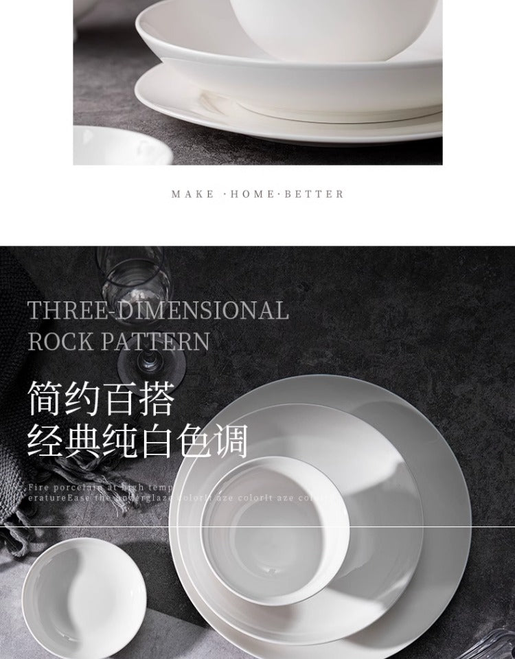 Jingdezhen ceramic tableware set white porcelain dish set household under glaze color bowl plate moving bowl set