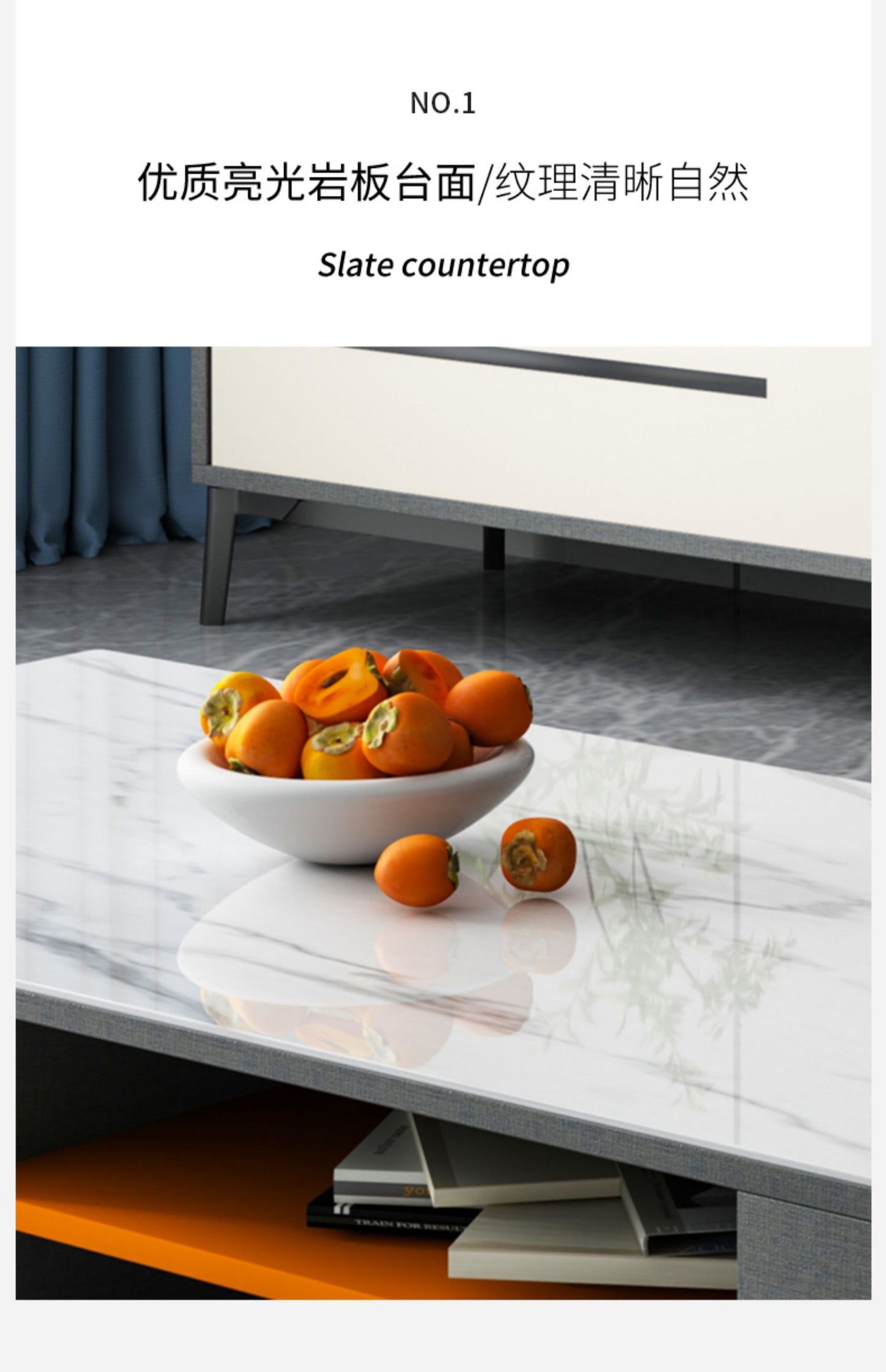 Italian very simple rock panel coffee table TV cabinet small apartment simple light luxury modern living room