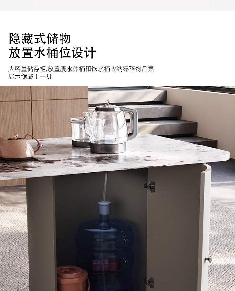 Light luxury modern rock plate tea table and chair high-end home kettle embedded tea table living room office tea table