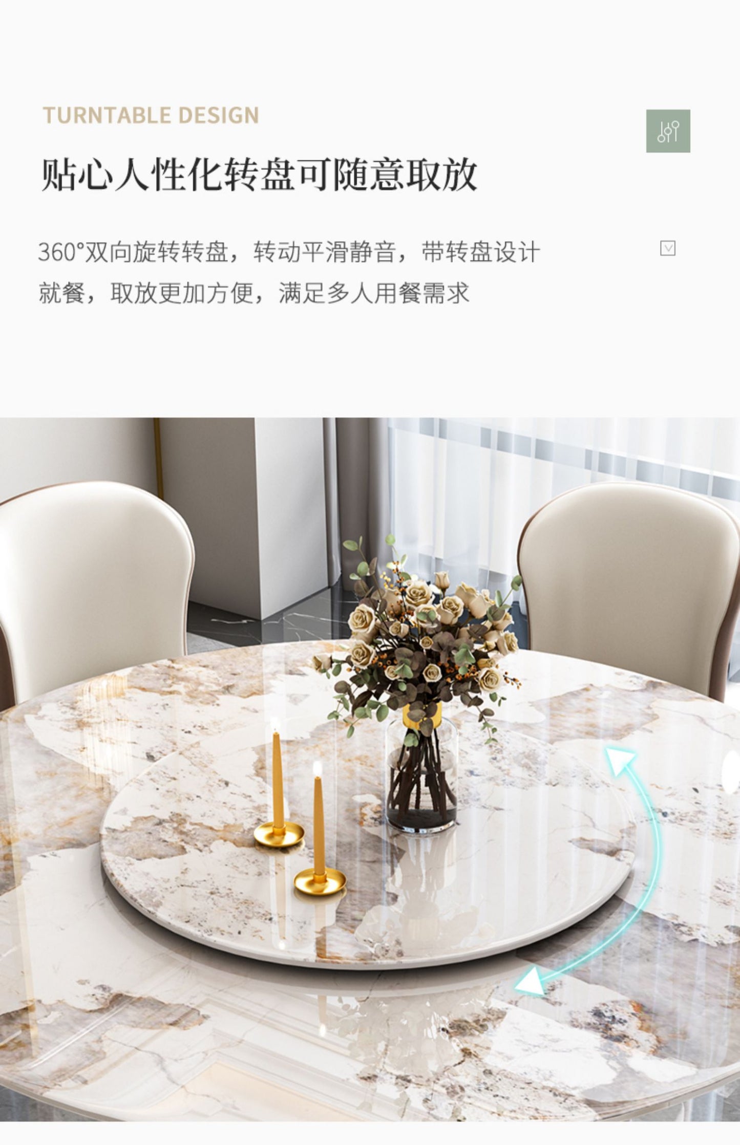 Home 10 people with turntable table modern light luxury high-end villa electric large round 1.8m table