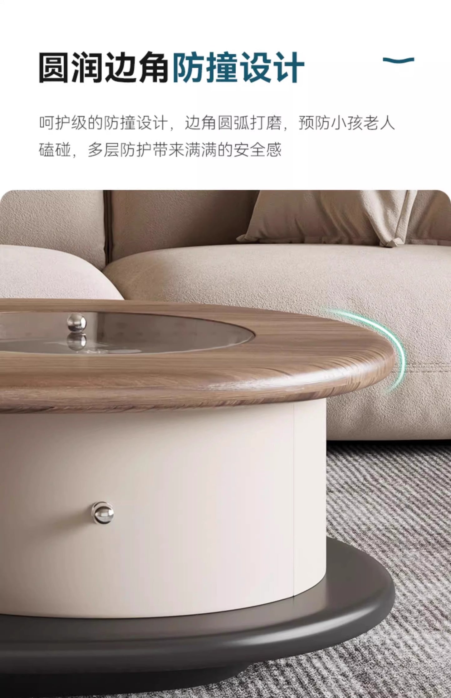 Italian minimalist retro home living room size solid wood ancient style simple modern senior oval coffee table