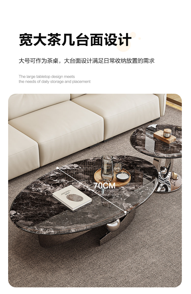 Calx microcrystalline stone coffee table living room modern simple small apartment new Italian minimalist round coffee table Nordic oval