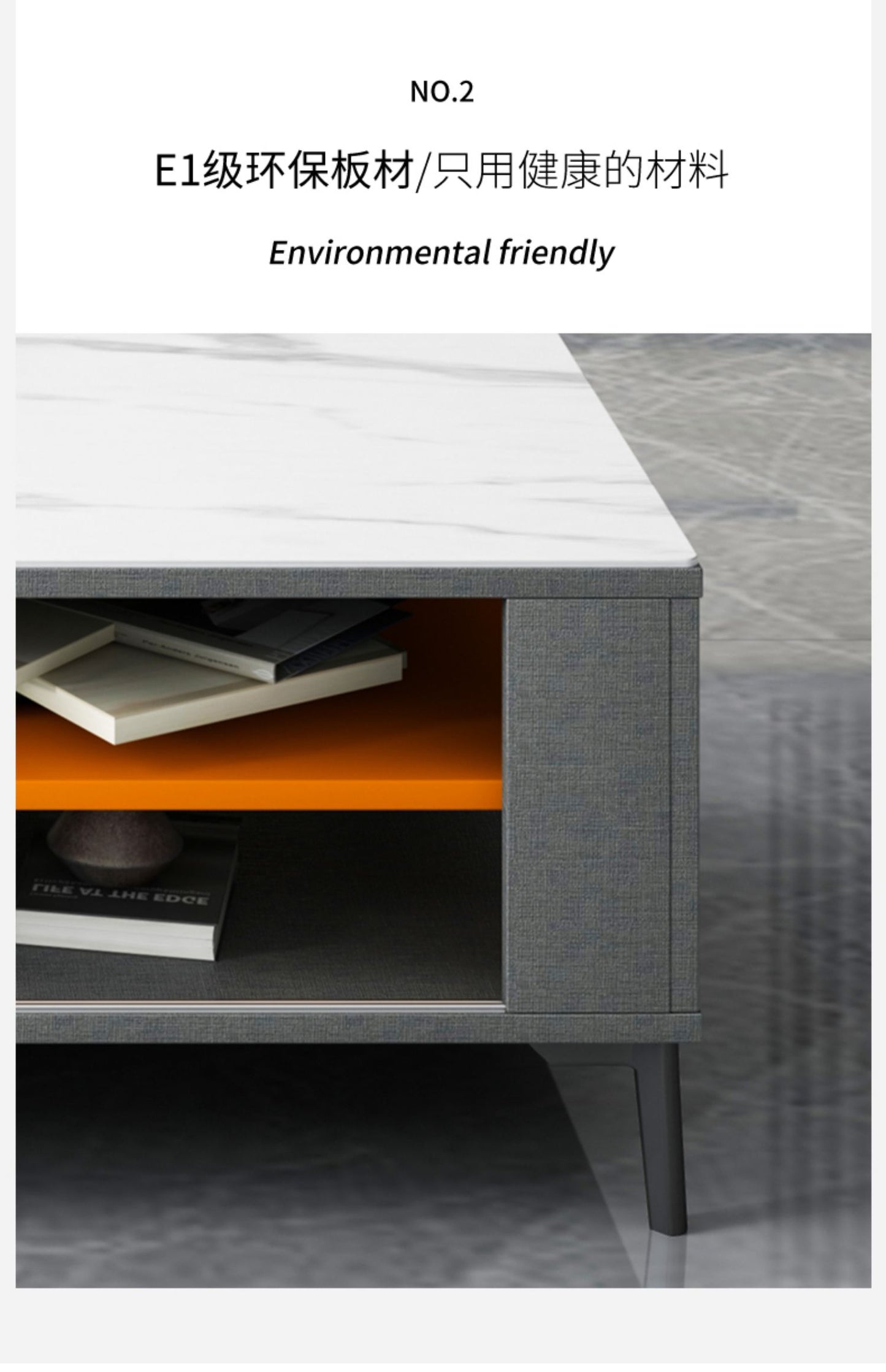 Italian very simple rock panel coffee table TV cabinet small apartment simple light luxury modern living room