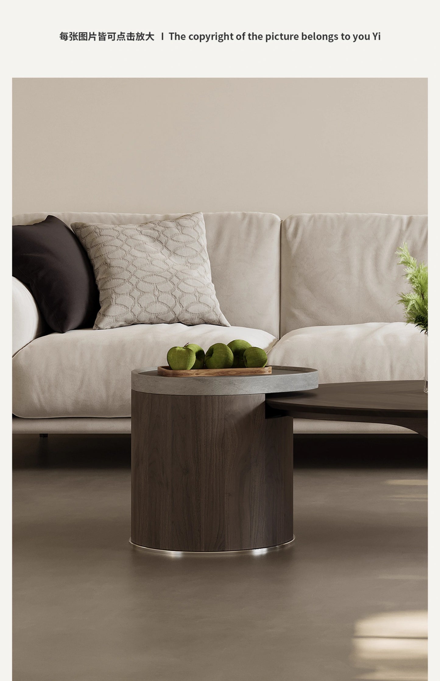 Designer shaped black walnut veneer tea table small apartment living room modern advanced sense wabi Sabi wind creative tea table