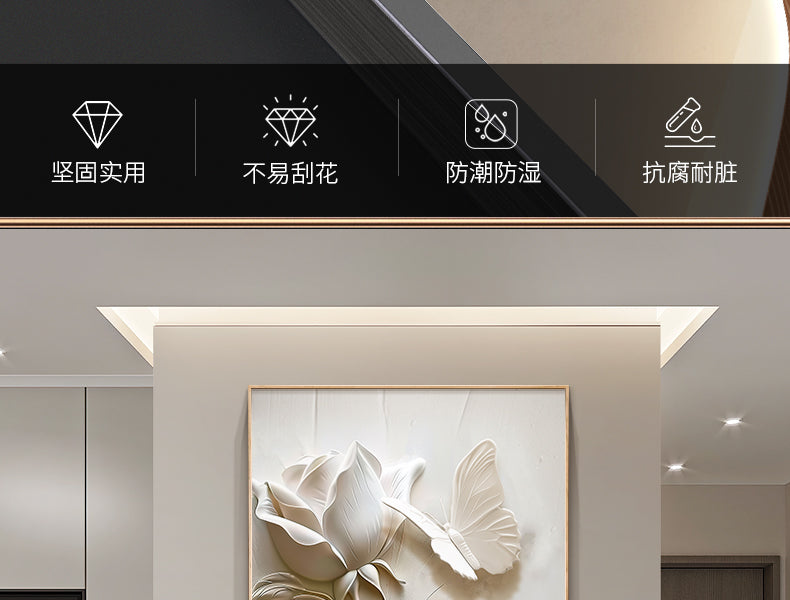 Cream style flower porch decorative painting three-dimensional floating style mural high-end aisle end hanging painting