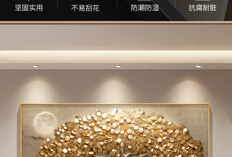 Modern light luxury money tree living room decoration painting sofa background wall hanging painting a whole pair of atmospheric money tree wall painting
