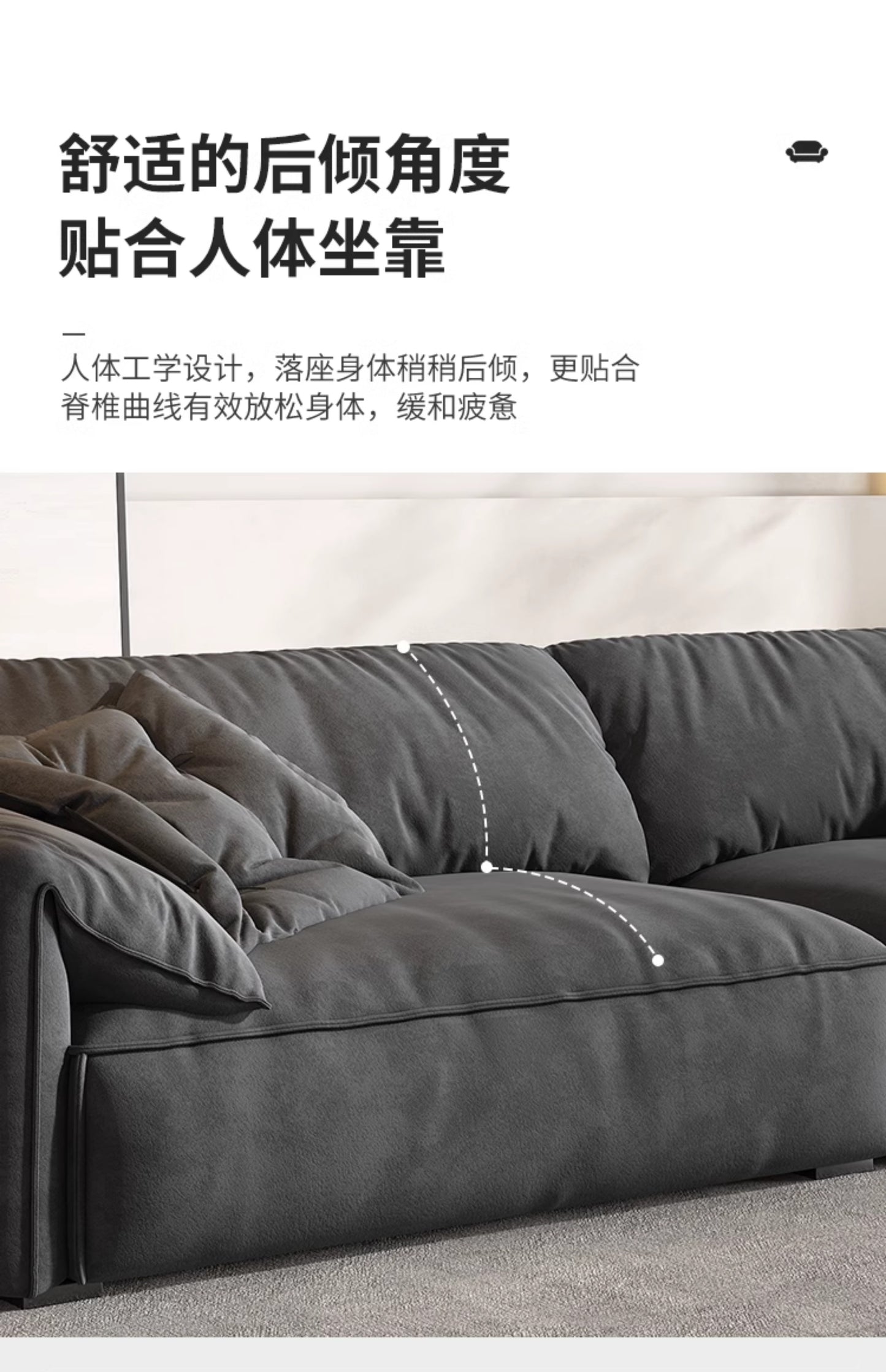 Elephant ears living room straight row sofa small flat solid wood frame comfortable simple cowhide sofa