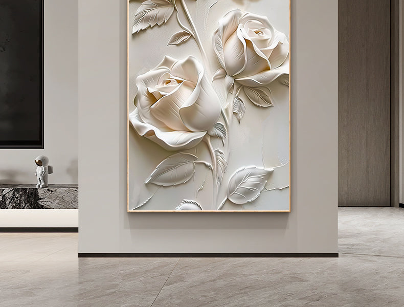 Cream style flower porch decorative painting three-dimensional floating style mural high-end aisle end hanging painting