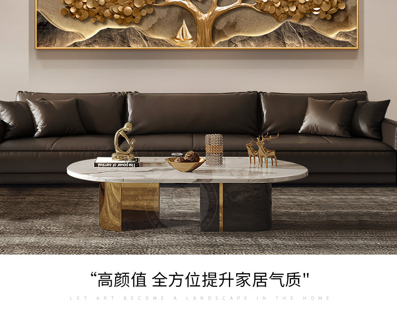 Modern light luxury money tree living room decoration painting sofa background wall hanging painting a whole pair of atmospheric money tree wall painting