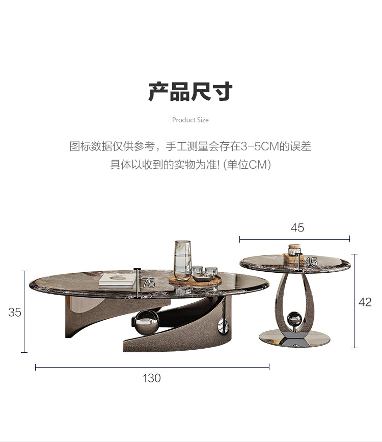 Calx microcrystalline stone coffee table living room modern simple small apartment new Italian minimalist round coffee table Nordic oval