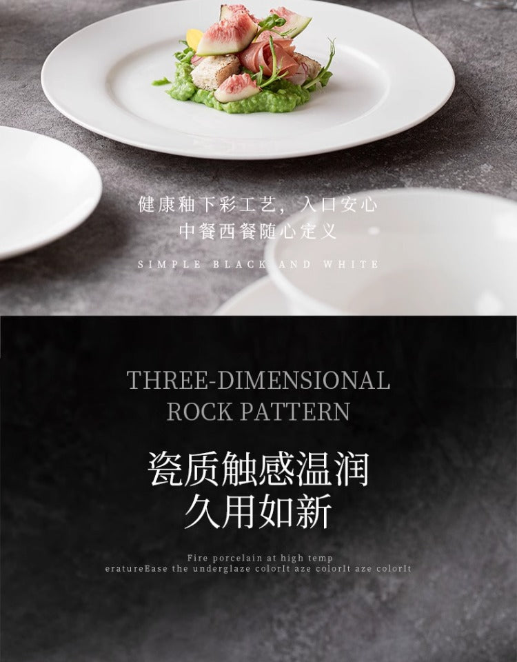 Jingdezhen ceramic tableware set white porcelain dish set household under glaze color bowl plate moving bowl set