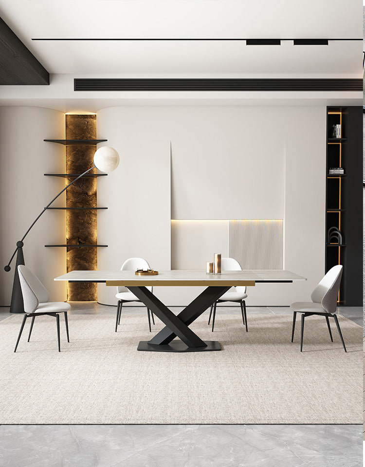 Italian high-end Deli rock slab stretchable dining table and chair Nordic restaurant imported Ramina table