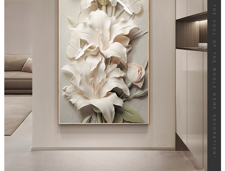 Cream style flower porch decorative painting three-dimensional floating style mural high-end aisle end hanging painting