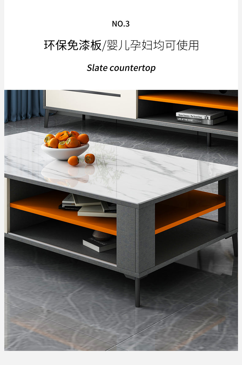 Italian very simple rock panel coffee table TV cabinet small apartment simple light luxury modern living room