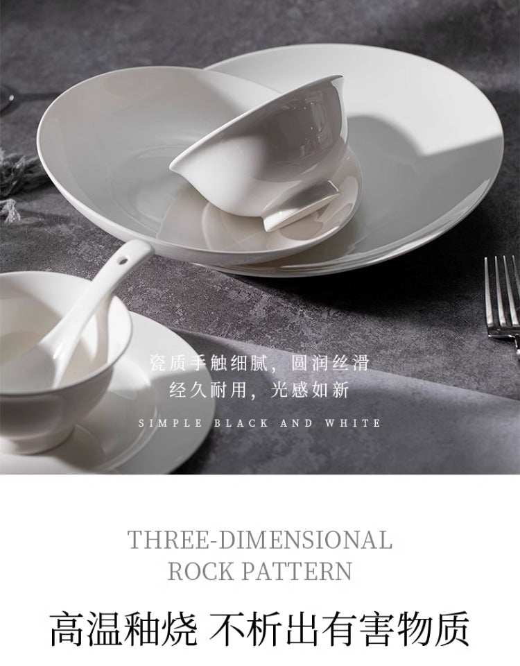 Jingdezhen ceramic tableware set white porcelain dish set household under glaze color bowl plate moving bowl set