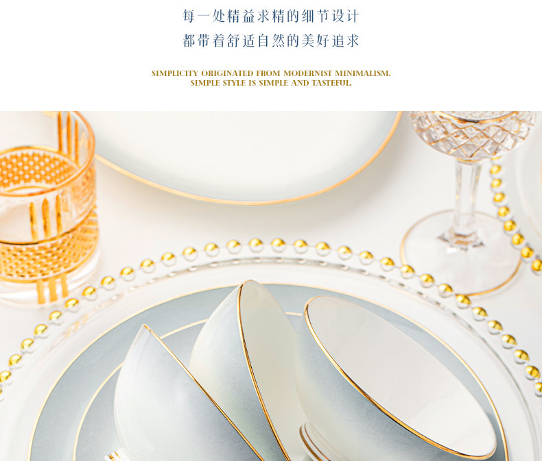 Underglaze color Jingdezhen ceramic tableware set bone China housewarming light luxury bowl dish dish set home