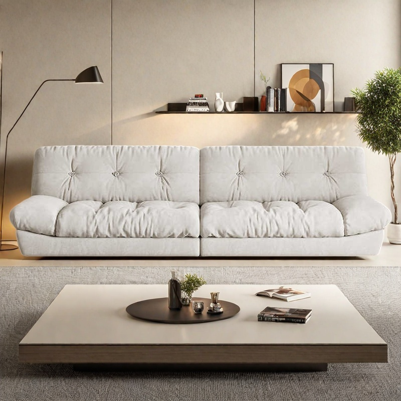 Cloud sofa cream style straight row three small living room modern simple anti-cat claws down fabric sofa