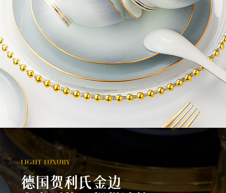 Underglaze color Jingdezhen ceramic tableware set bone China housewarming light luxury bowl dish dish set home