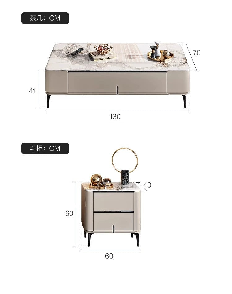 Italian light luxury microcrystal coffee table TV cabinet living room home size apartment coffee table advanced sense