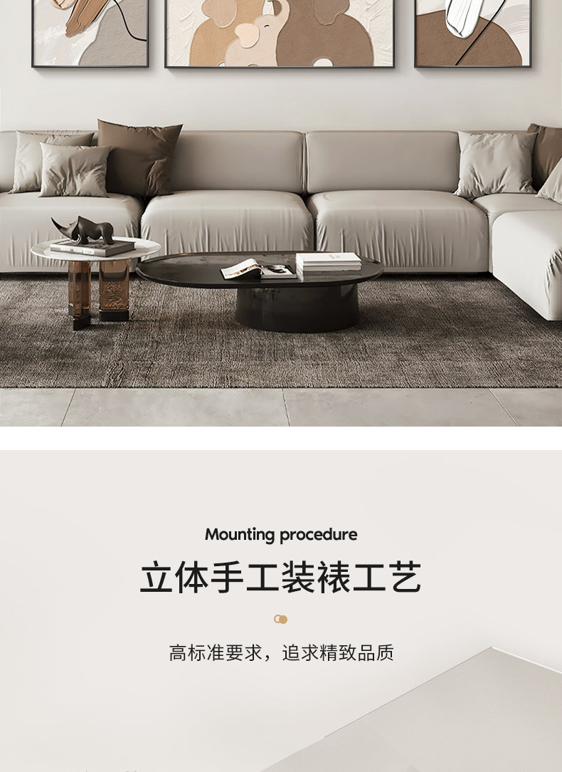 Elephant modern simple living room decorative painting advanced sense sofa background wall hanging painting abstract black and white triptych wall painting