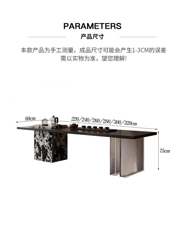 Italian very simple rock plate tea table and chair combination villa living room designer creative art tea table light luxury modern simple