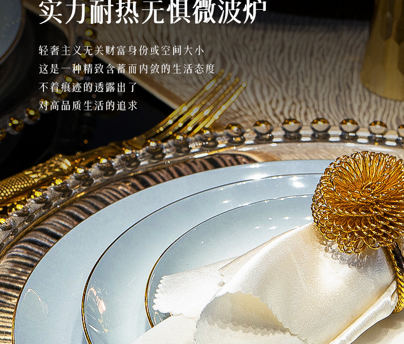Underglaze color Jingdezhen ceramic tableware set bone China housewarming light luxury bowl dish dish set home