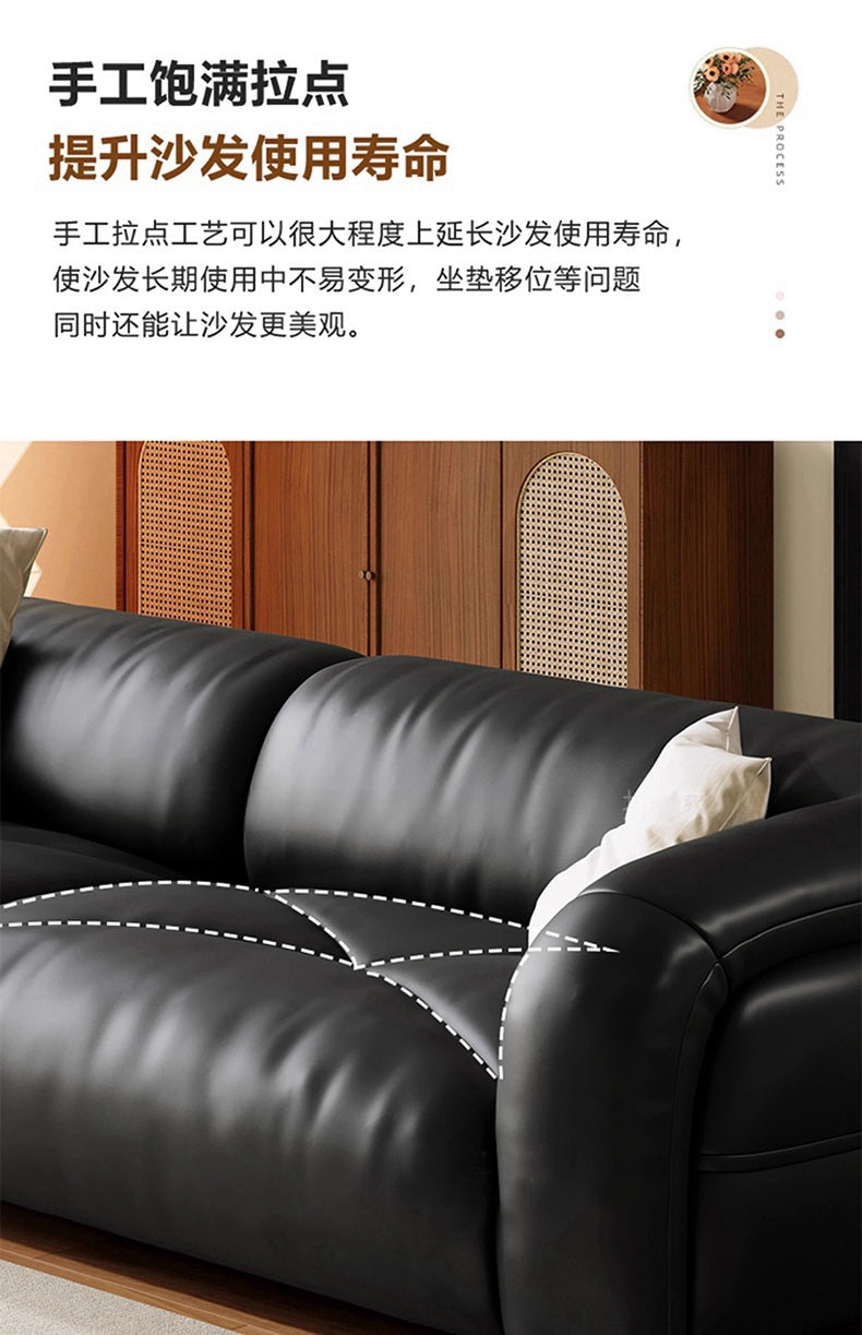 Modern simple retro style first layer cowhide sofa Italian minimalist living room size flat straight row leather sofa