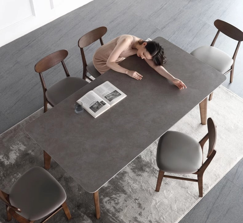 Nordic light luxury solid wood dining table simple modern dining table